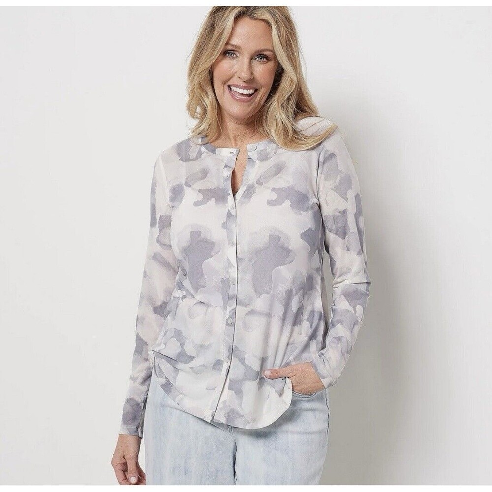 LOGO Layers by Lori Goldstein Size 2X 2-Piece Watercolor Sheer Tank Top/Cardigan